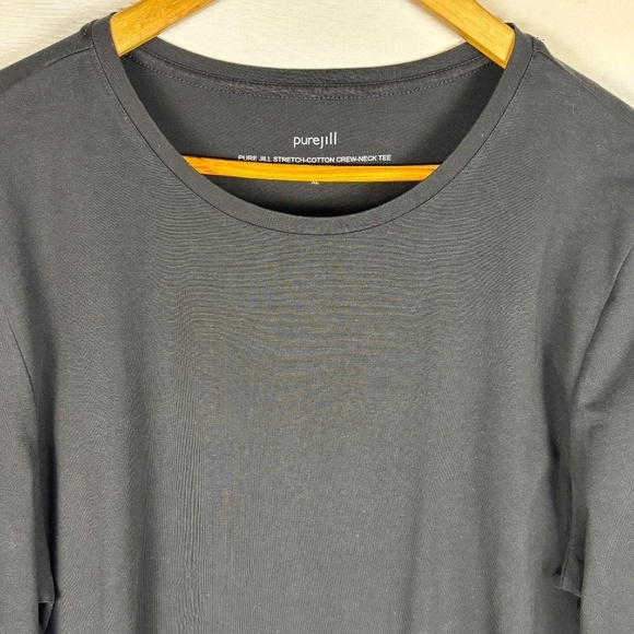 J Jill Pure Jill Stretch Cotton Crew Neck LongSleeve Tee Top XL Black Minimalist - Picture 6 of 11